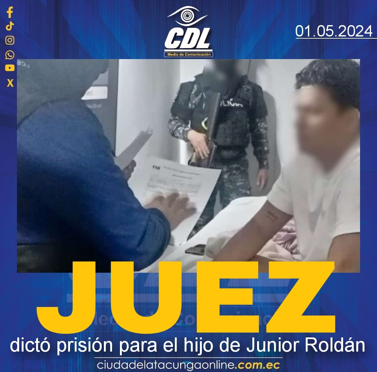 Juez dictó prisión para el hijo de Junior Roldán