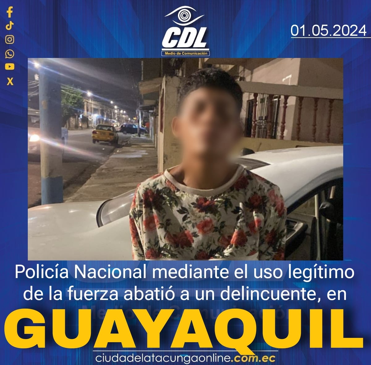 Policía Nacional mediante el uso legítimo de la fuerza abatió a un delincuente, en Guayaquil