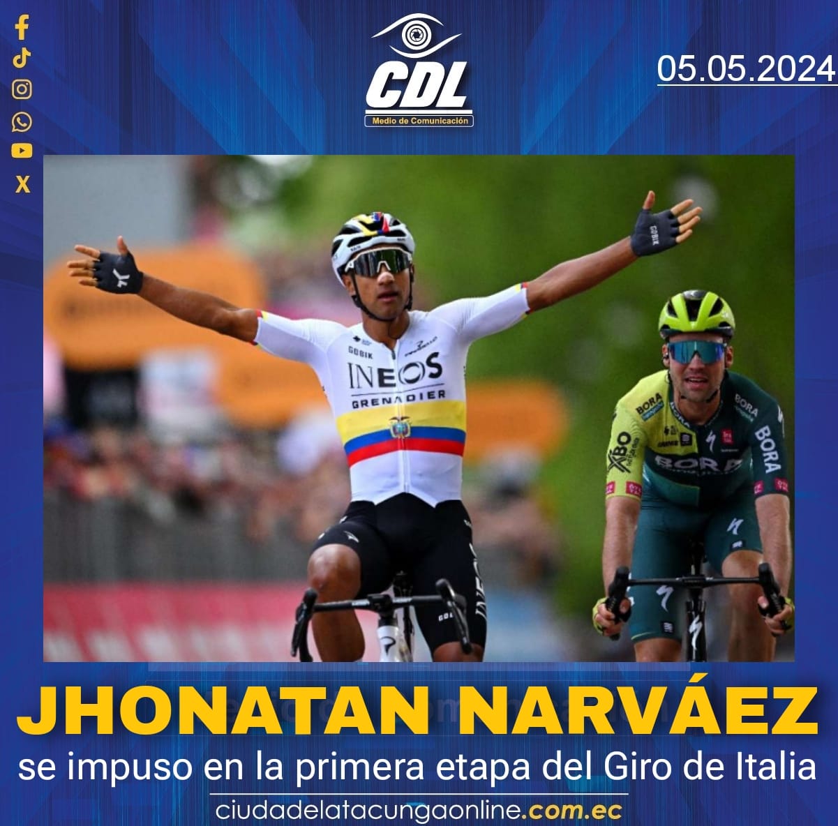 Jhonatan Narváez se impuso en la primera etapa del Giro de Italia