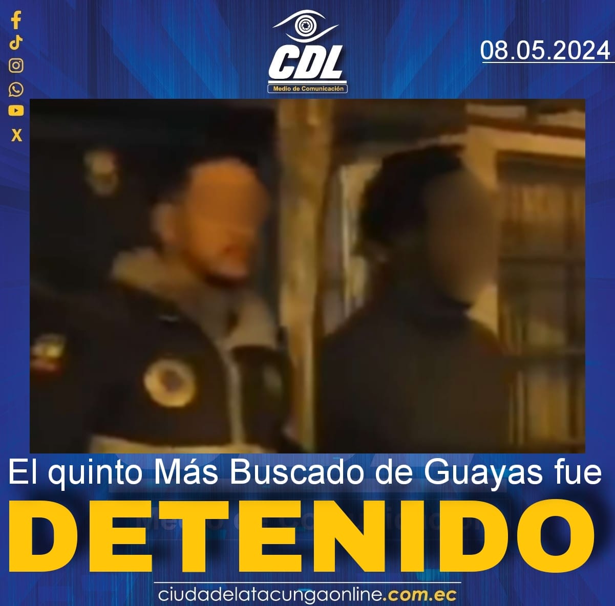 El quinto dęlincųęnte Más Buscado de Guayas fue detenidø