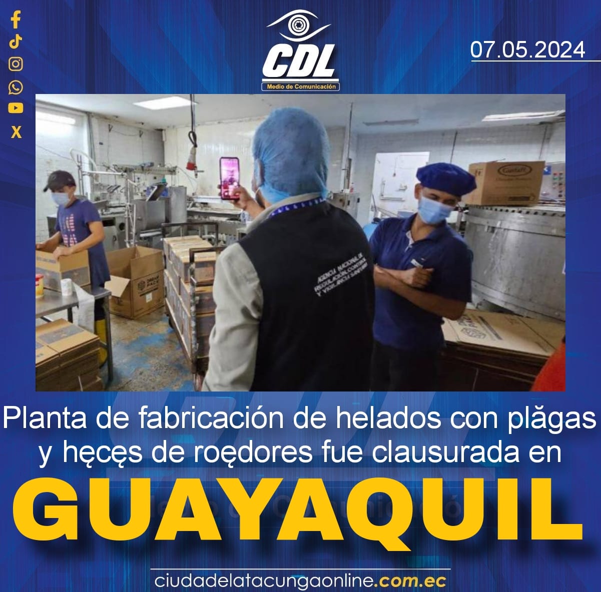 Planta de fabricación de helados con plagas y heces de roedores fue clausurada en Guayaquil