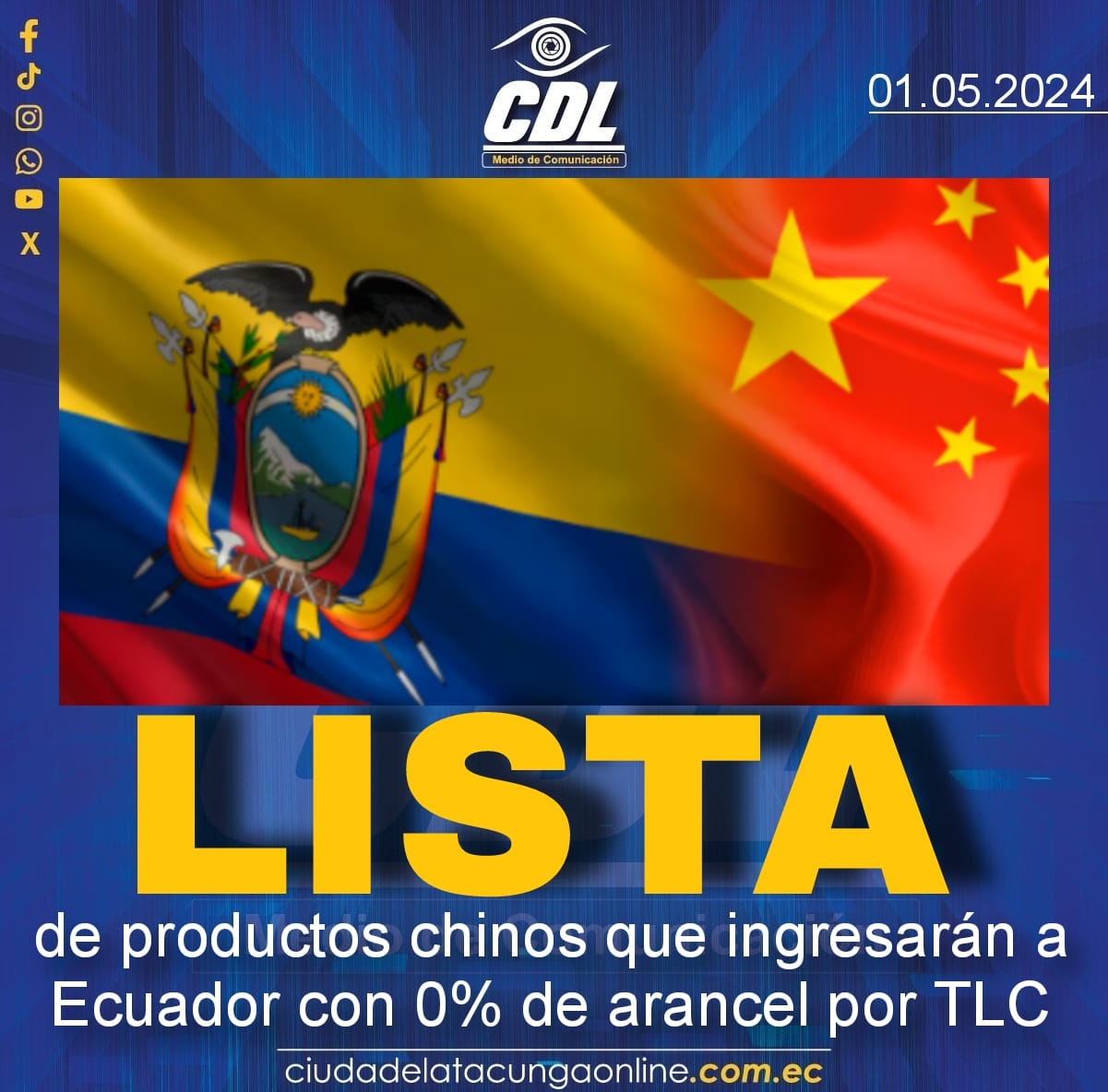 Lista de productos chinos que ingresarán a Ecuador con 0% de arancel por TLC