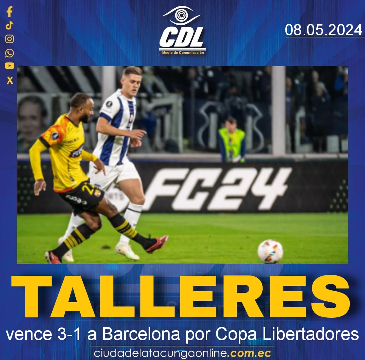 Talleres vence 3-1 a Barcelona por Copa Libertadores