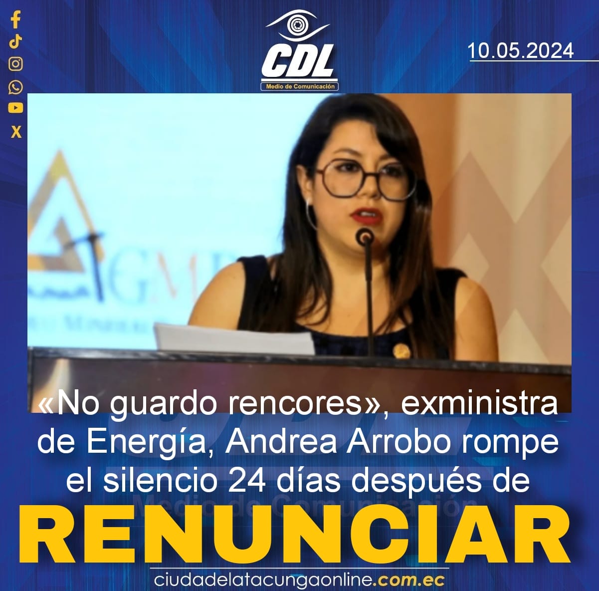 «No guardo rencores», exministra de Energía, Andrea Arrobo rompe el silencio 24 días después de renunciar