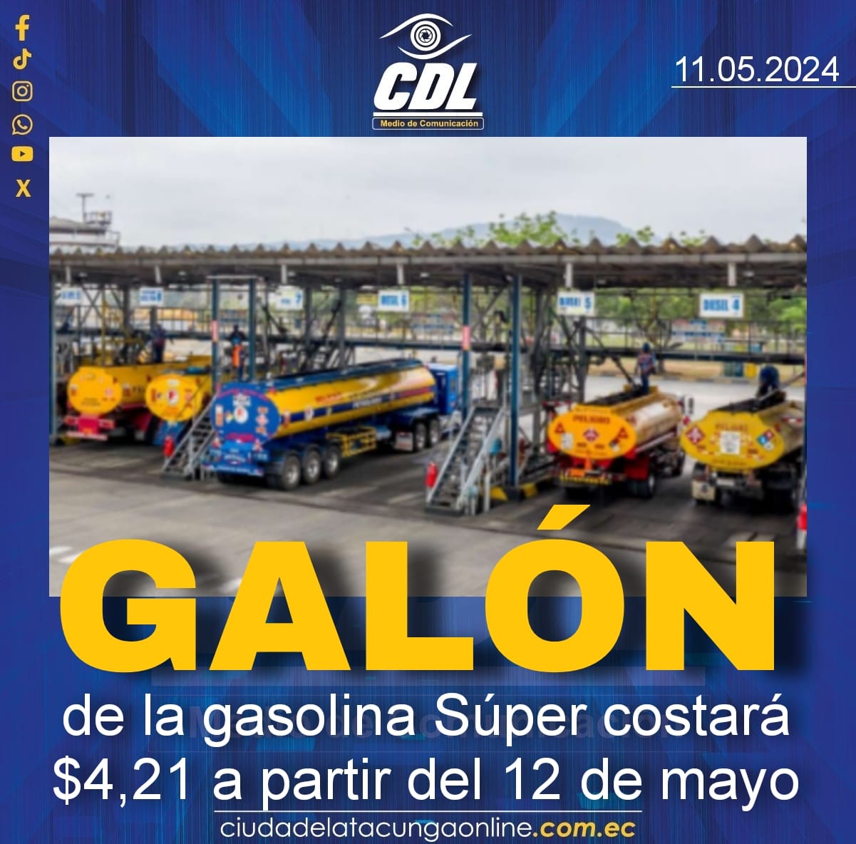 El galón de la gasolina Súper costará $4,21 a partir del 12 de mayo