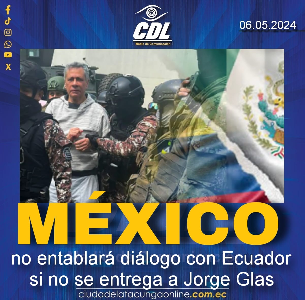 México no entablará diálogo con Ecuador si no se entrega a Jorge Glas