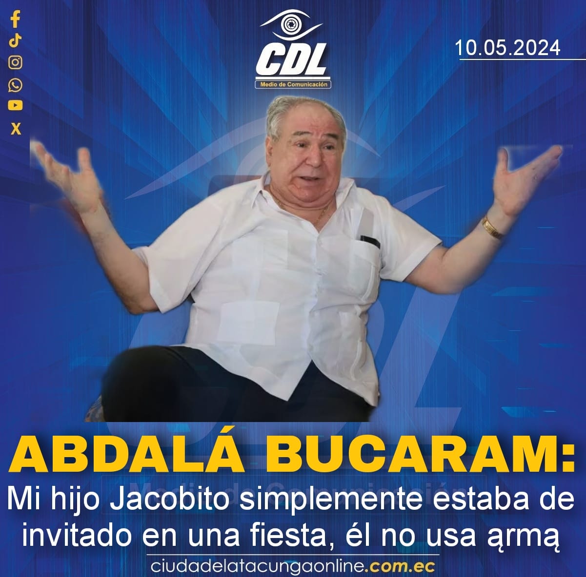 Abdalá Bucaram: Mi hijo Jacobito simplemente estaba de invitado en una fiesta, él no usa ąrmą
