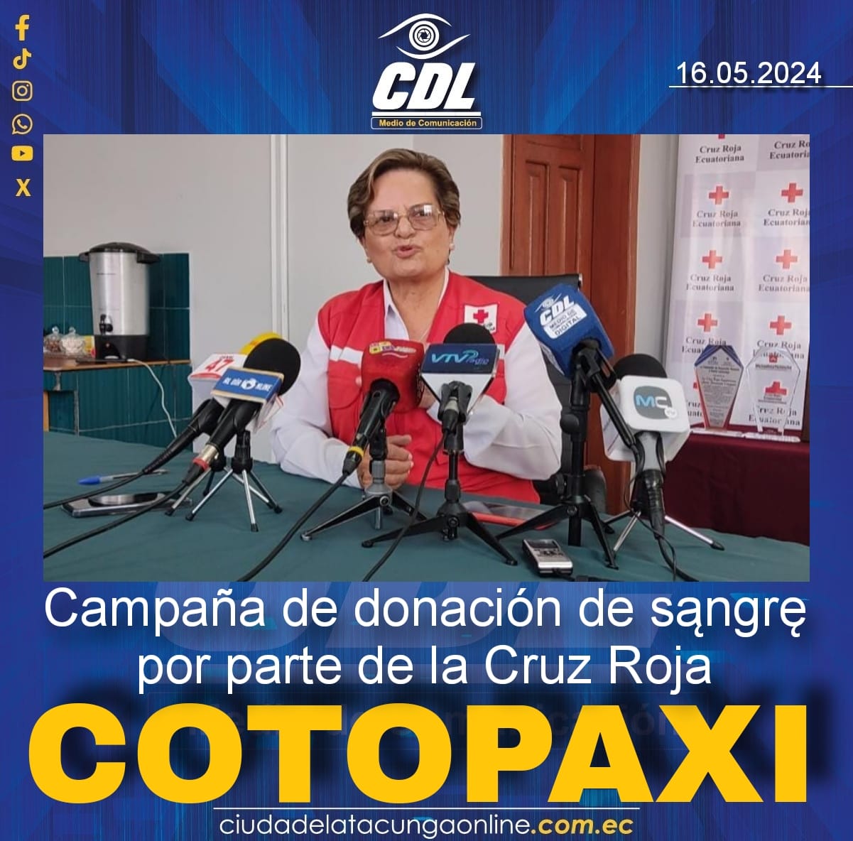 Campaña de donación de sąngrę por parte de la Cruz Roja Cotopaxi