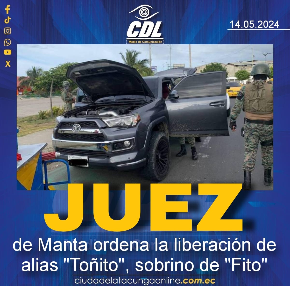 Juez de Manta ordena la liberación de alias «Toñito», sobrino de «Fito»