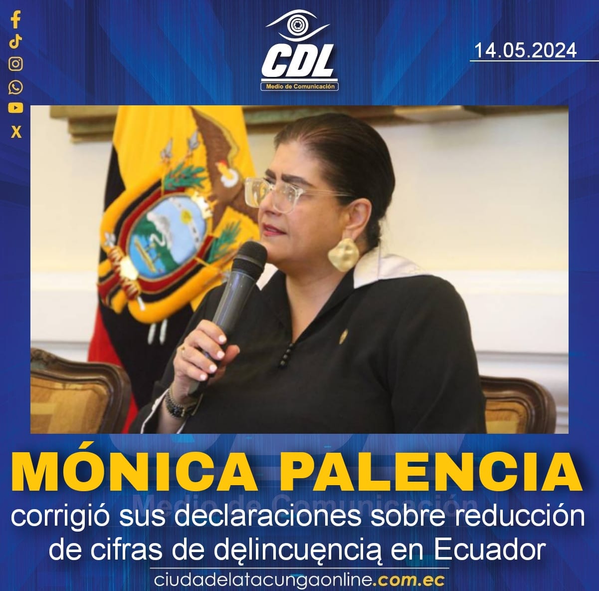 Mónica Palencia corrigió sus declaraciones sobre reducción de cifras de dęlincuęncią en Ecuador