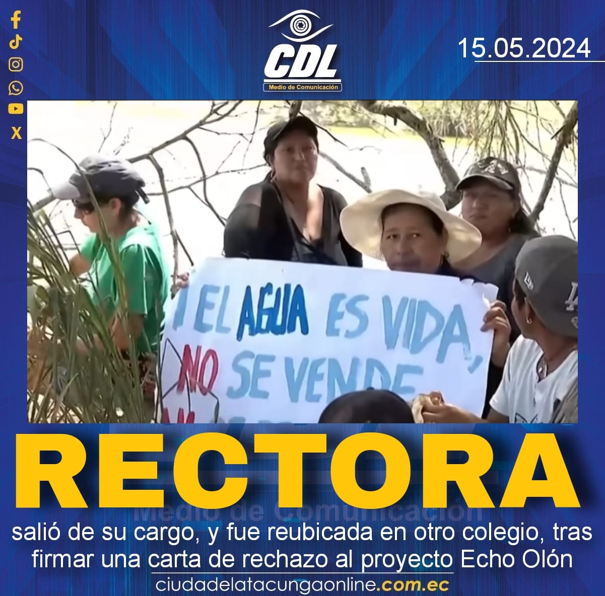 Una rectora salió de su cargo, y fue reubicada en otro colegio, tras firmar una carta de rechazo al proyecto Echo Olón