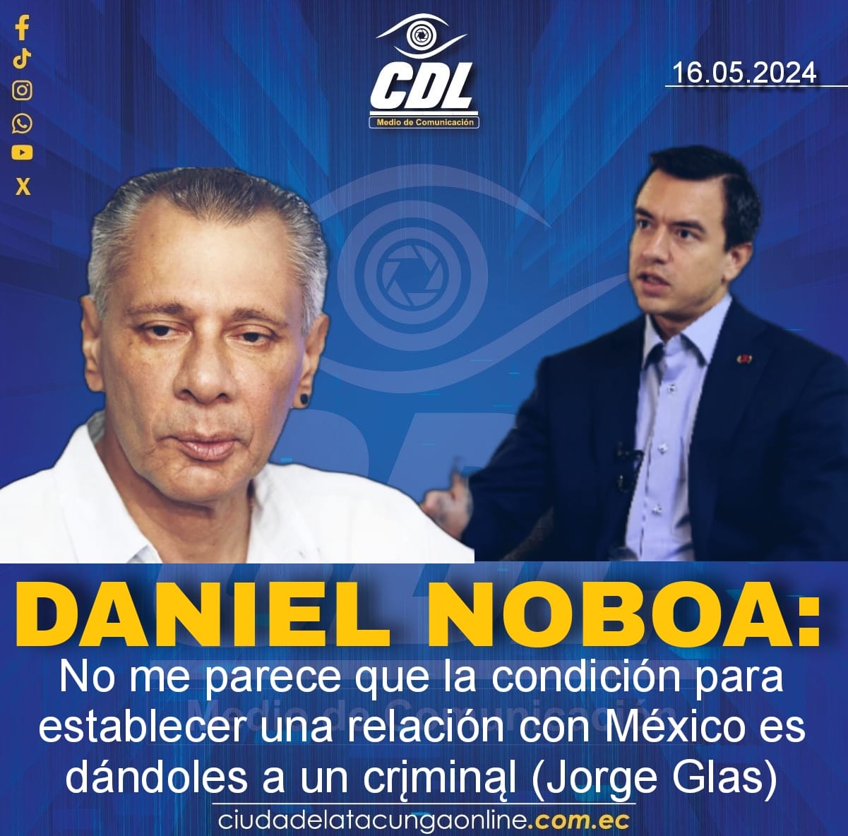 Noboa: No me parece que la condición para establecer una relación con México es dándoles a un crįminąl (Jorge Glas)