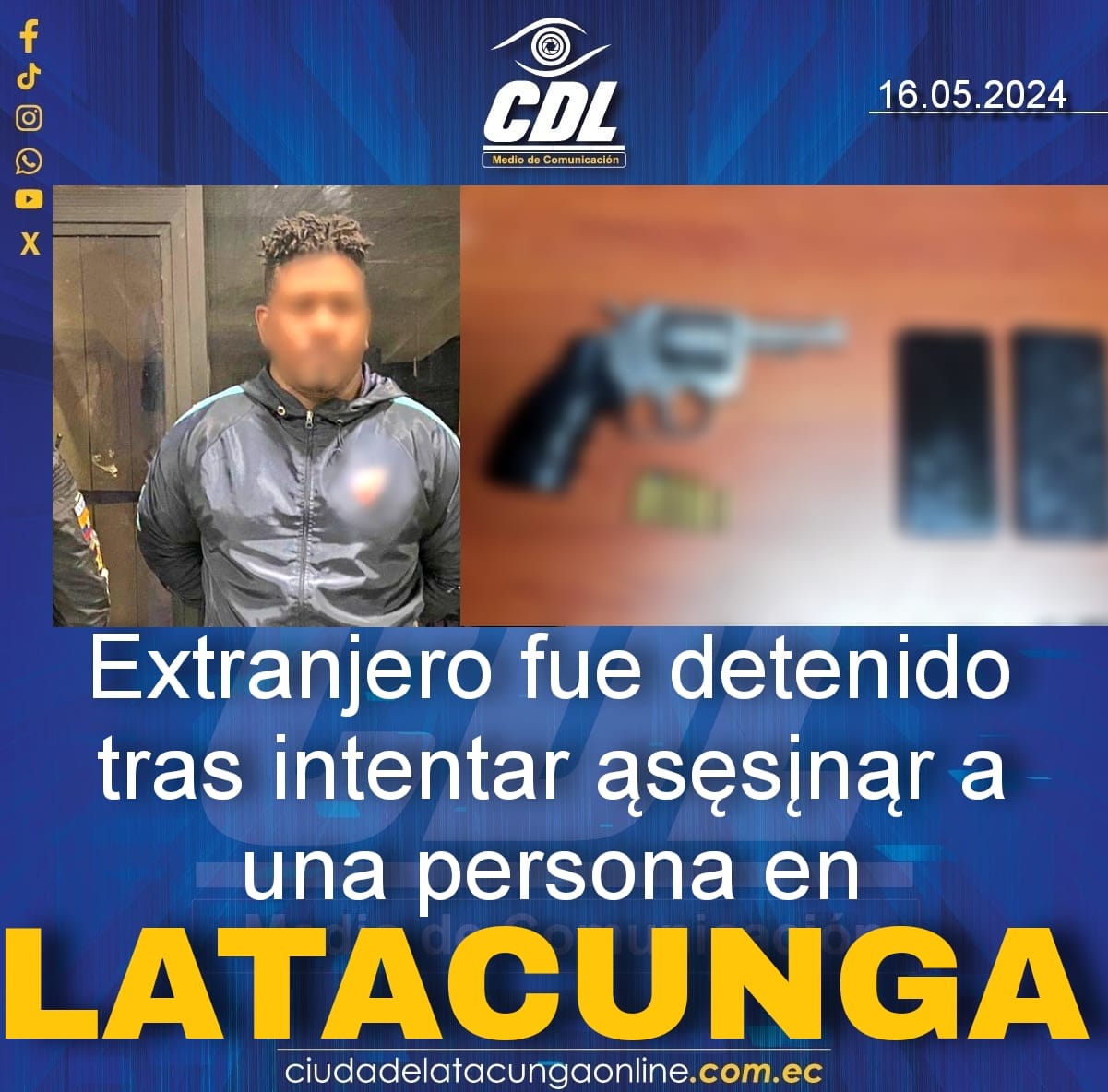 Extranjero fue detenido tras intentar ąsęsįnar a una persona en Latacunga