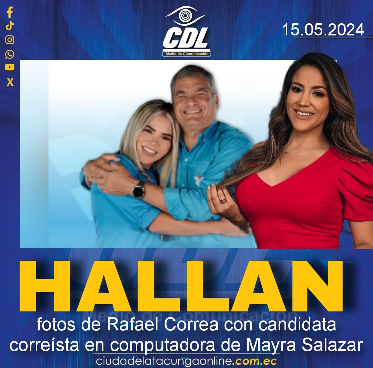 Hallan fotos de Rafael Correa con candidata correísta en computadora de Mayra Salazar