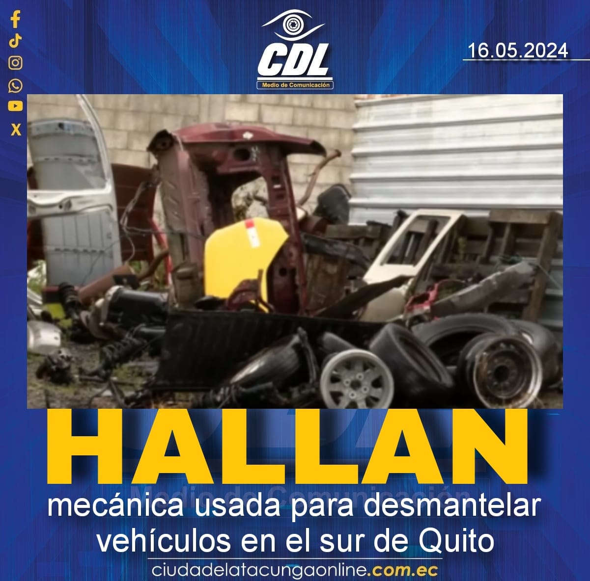 Hallan mecánica usada para desmantelar vehículos en el sur de Quito