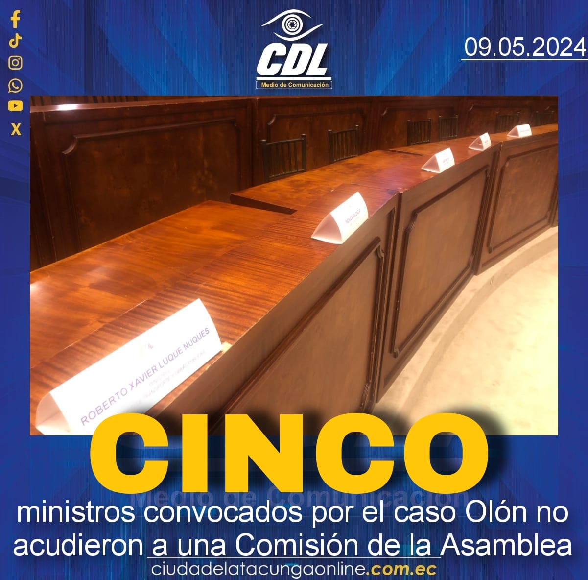 Cinco ministros convocados por el caso Olón no acudieron a una Comisión de la Asamblea