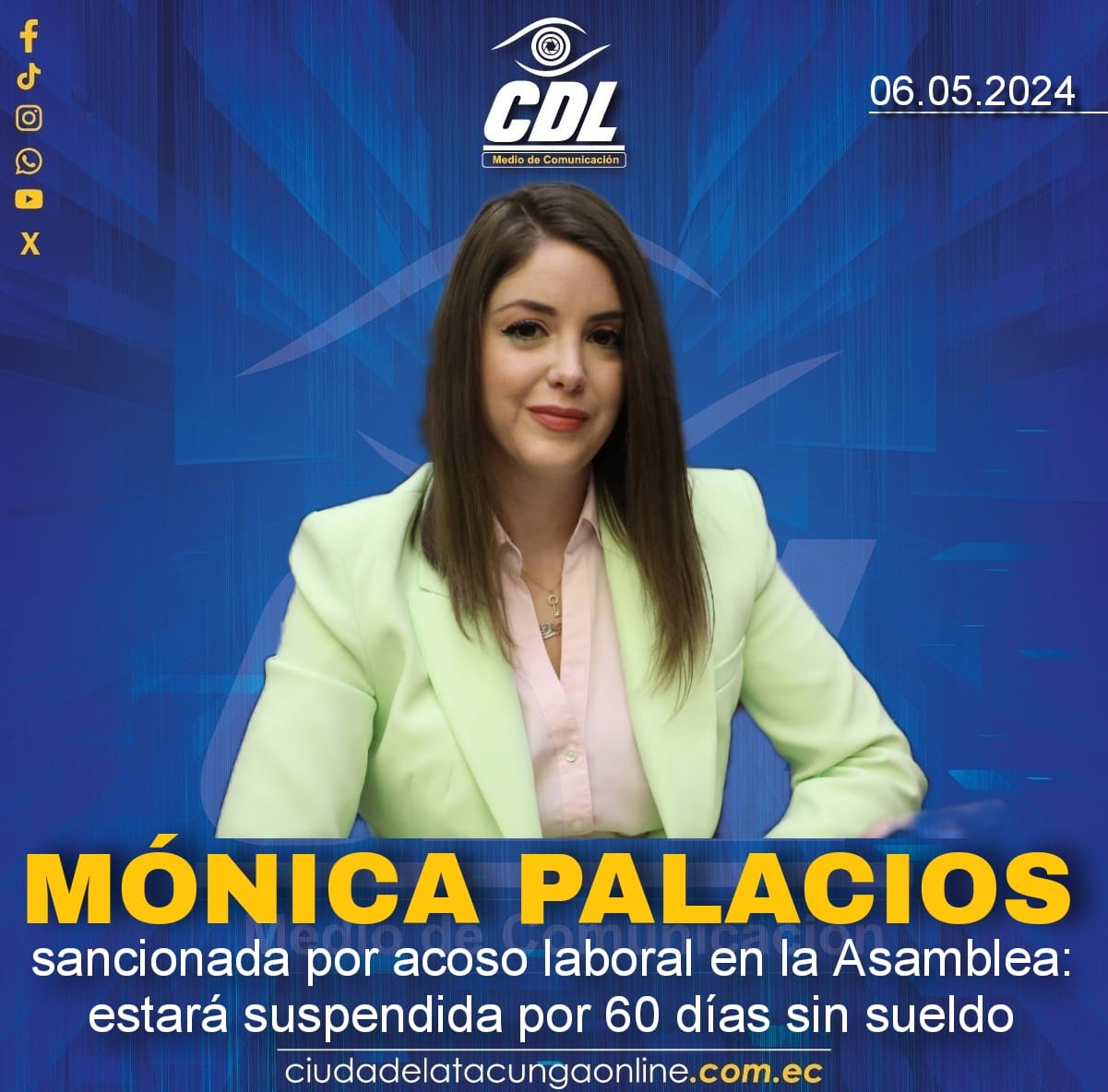 Mónica Palacios sancionada por acoso laboral en la Asamblea: estará suspendida por 60 días sin sueldo