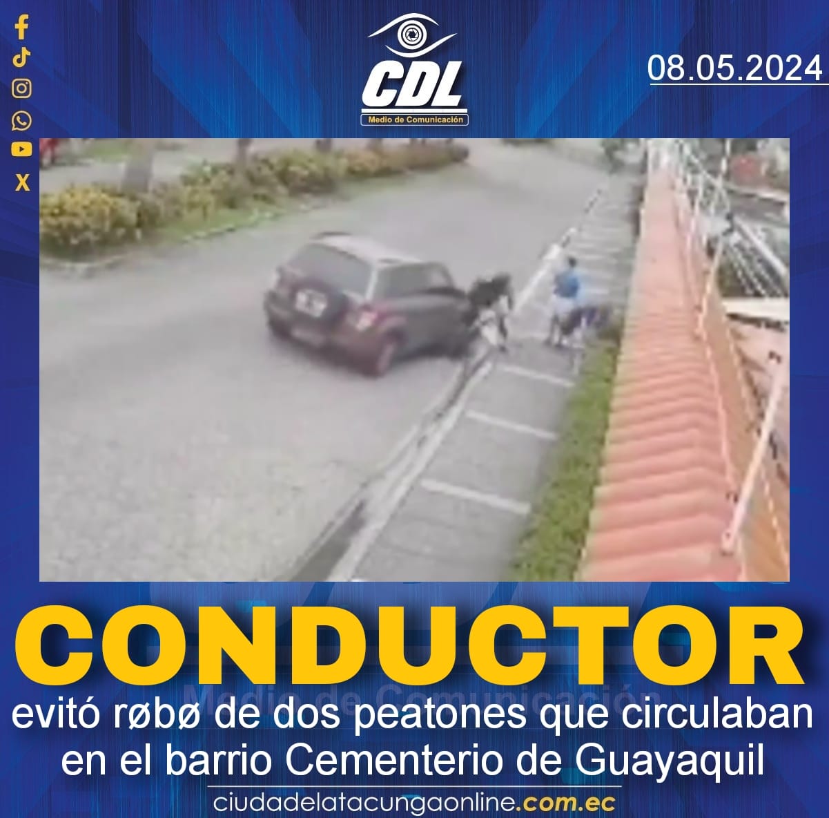 Conductor evitó røbø de dos peatones que circulaban en el barrio Cementerio de Guayaquil