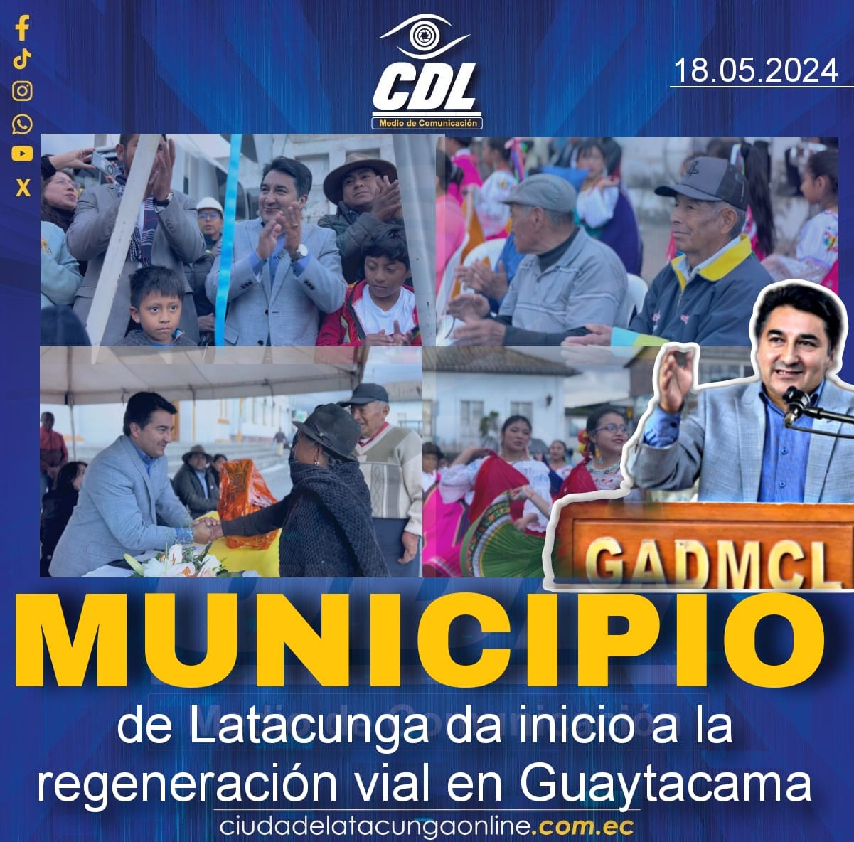 Municipio de Latacunga da inicio a la regeneración vial en Guaytacama