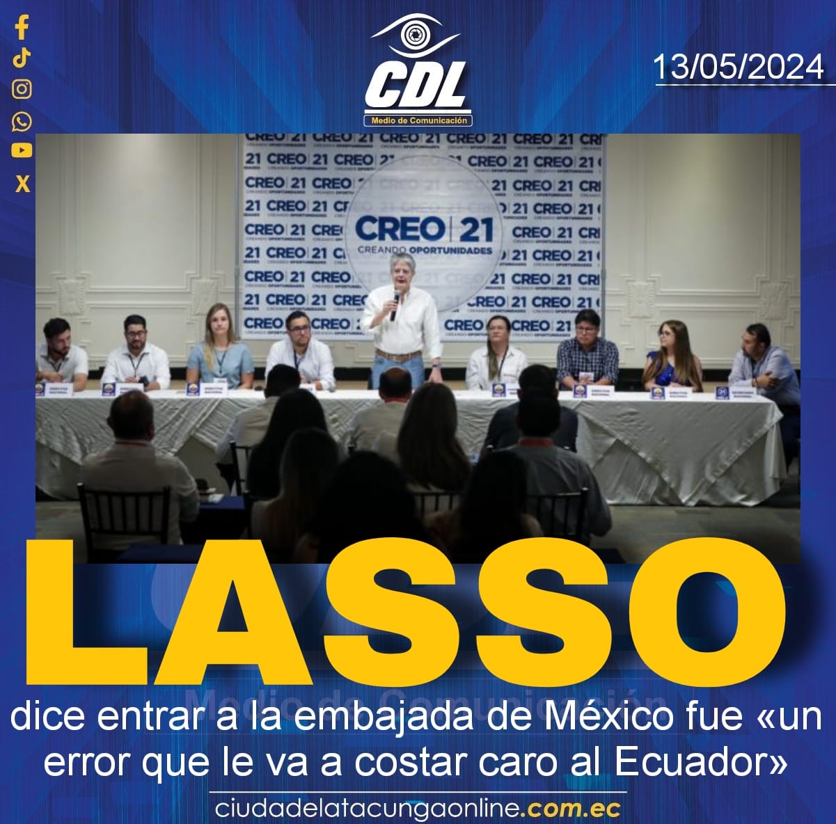 Lasso dice entrar a la embajada de México fue «un error que le va a costar caro al Ecuador»