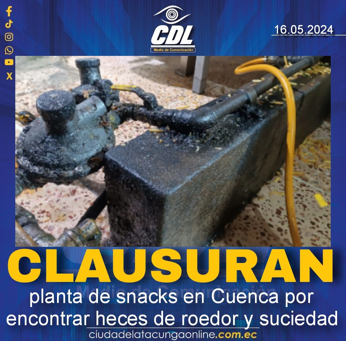 Clausuran planta de snacks en Cuenca por encontrar heces de roedor y suciedad