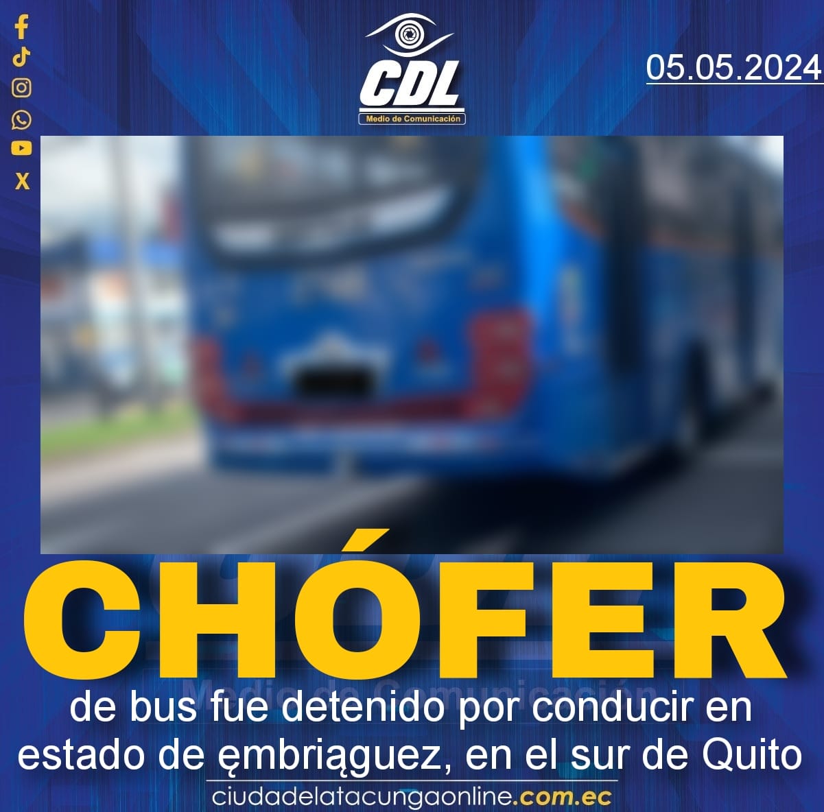 Chófer de bus fue detenido por conducir en estado de embriaguez, en el sur de Quito