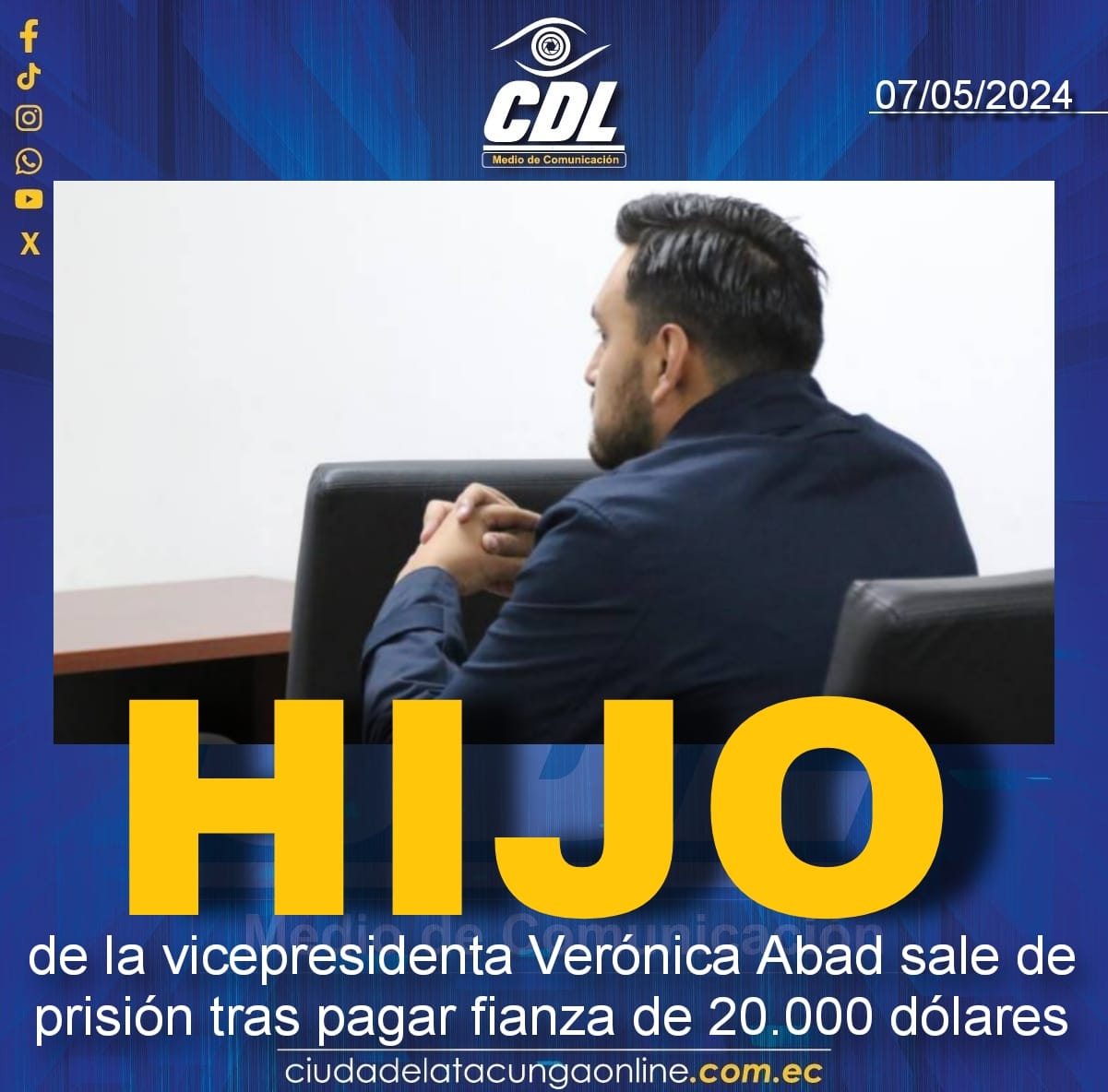 El hijo de la vicepresidenta Verónica Abad sale de prisión tras pagar fianza de 20.000 dólares