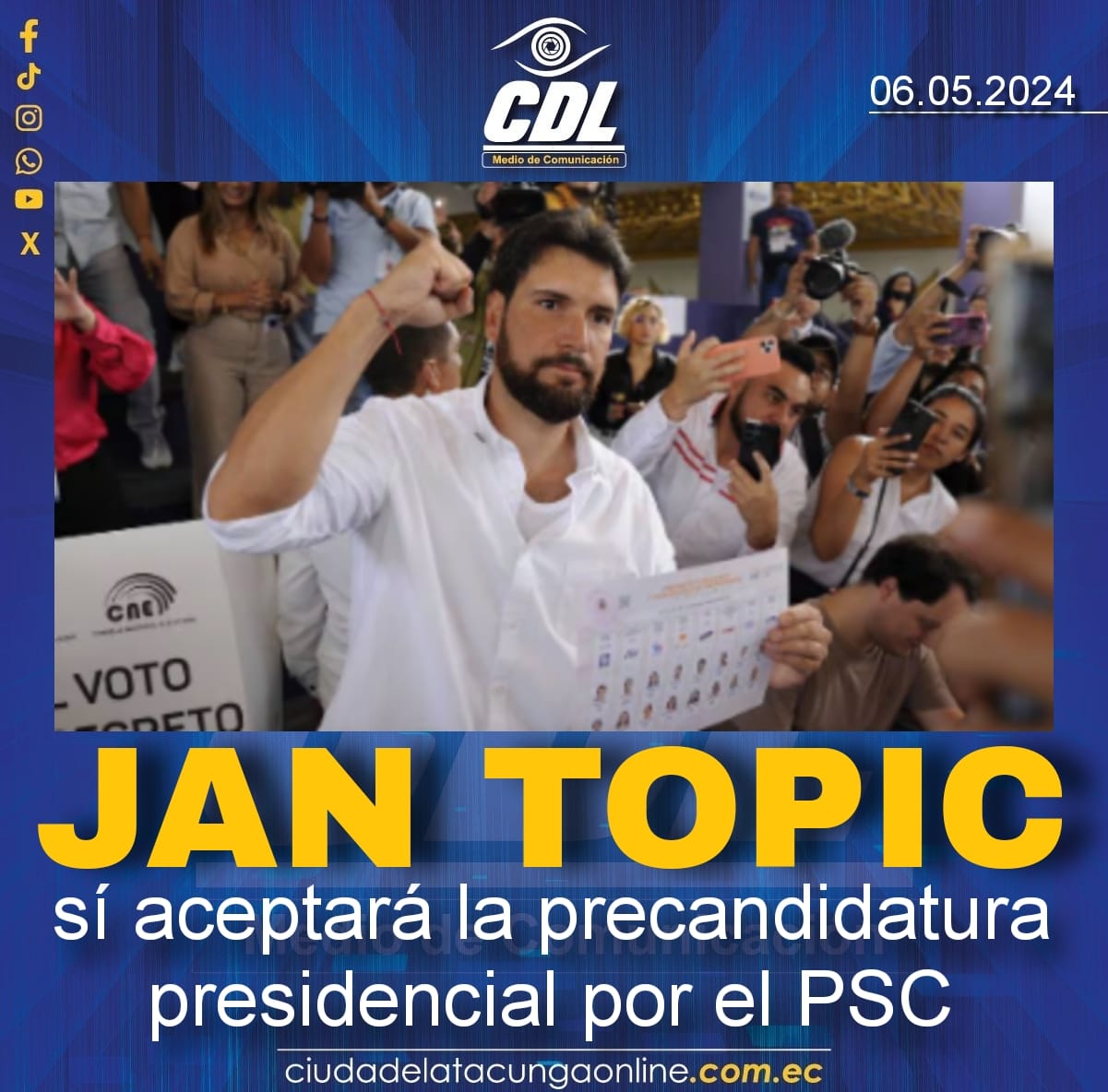 Jan Topic sí aceptará la precandidatura presidencial por el PSC