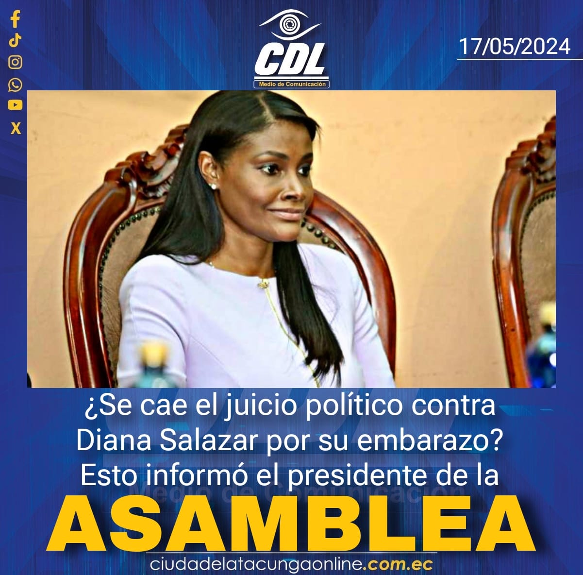 ¿Se cae el juicio político contra Diana Salazar por su embarazo? Esto informó el presidente de la Asamblea
