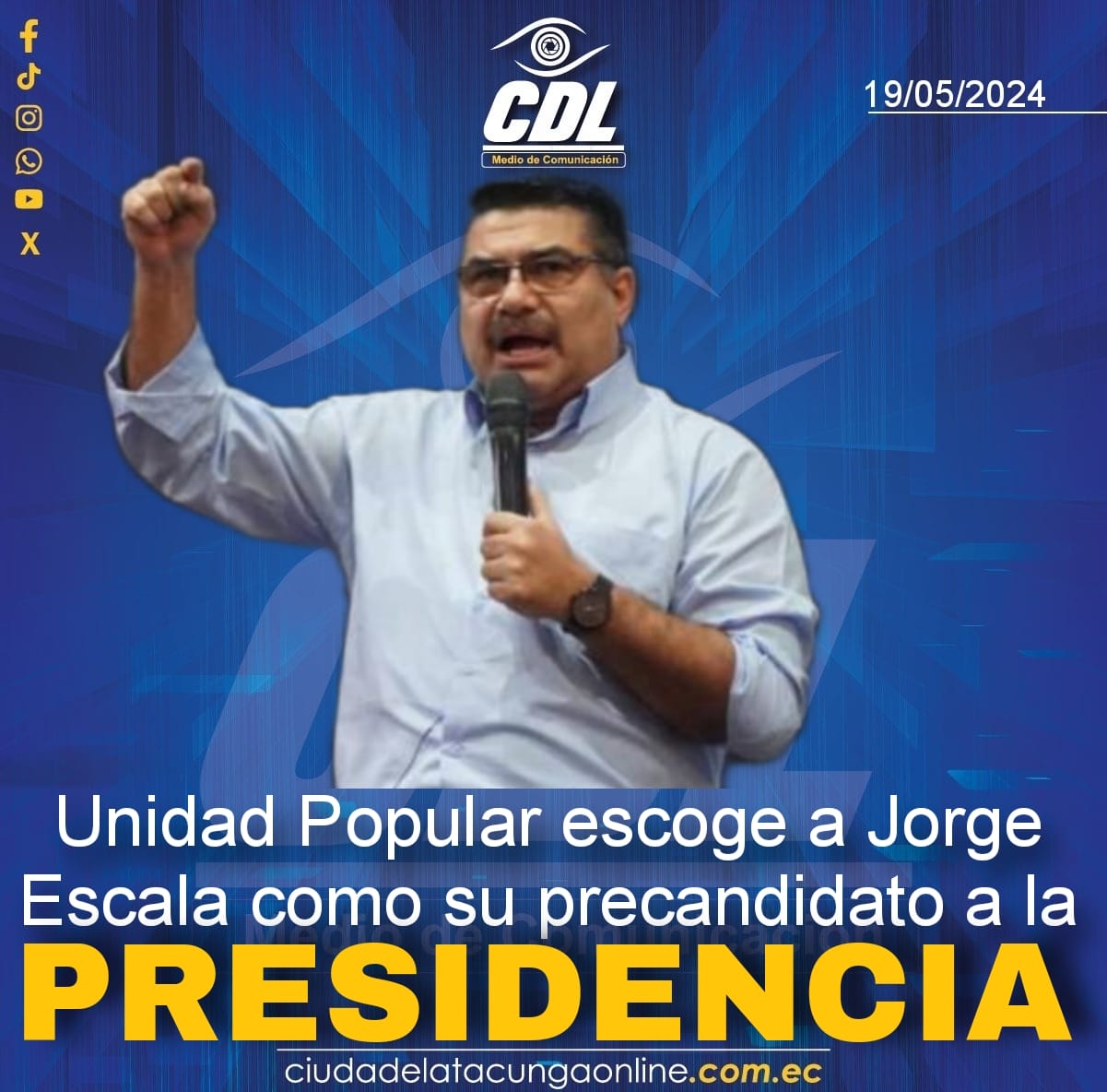 Unidad Popular escoge a Jorge Escala como su precandidato a la Presidencia de Ecuador