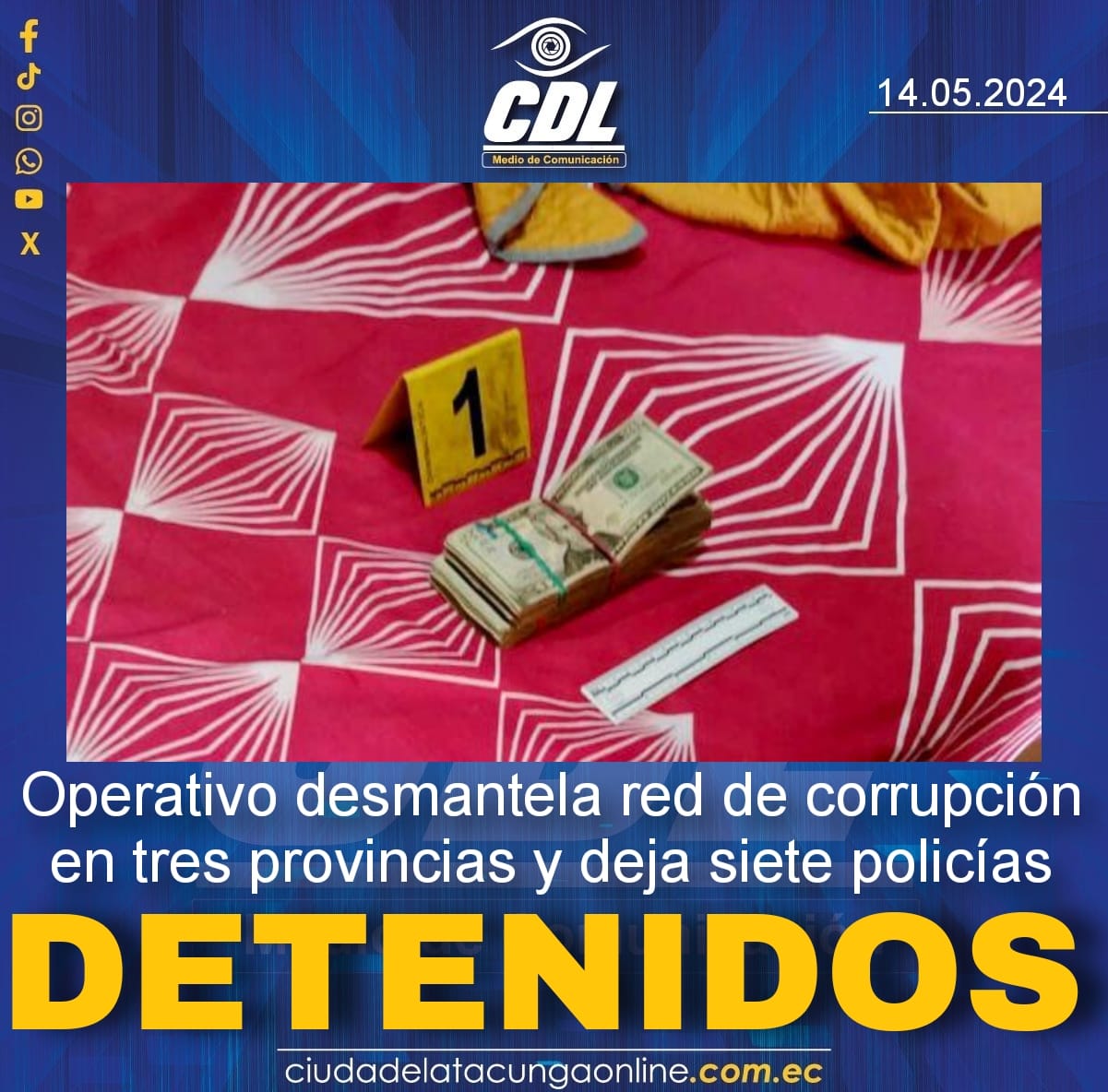 Operativo desmantela red de corrupción en tres provincias y deja siete policías detenidos