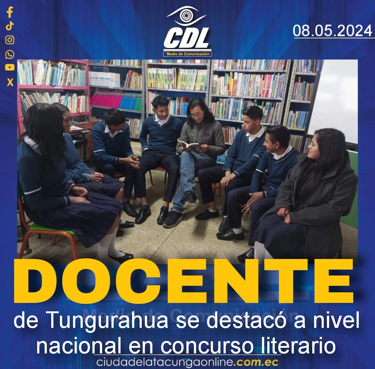 Docente de Tungurahua se destacó a nivel nacional en concurso literario