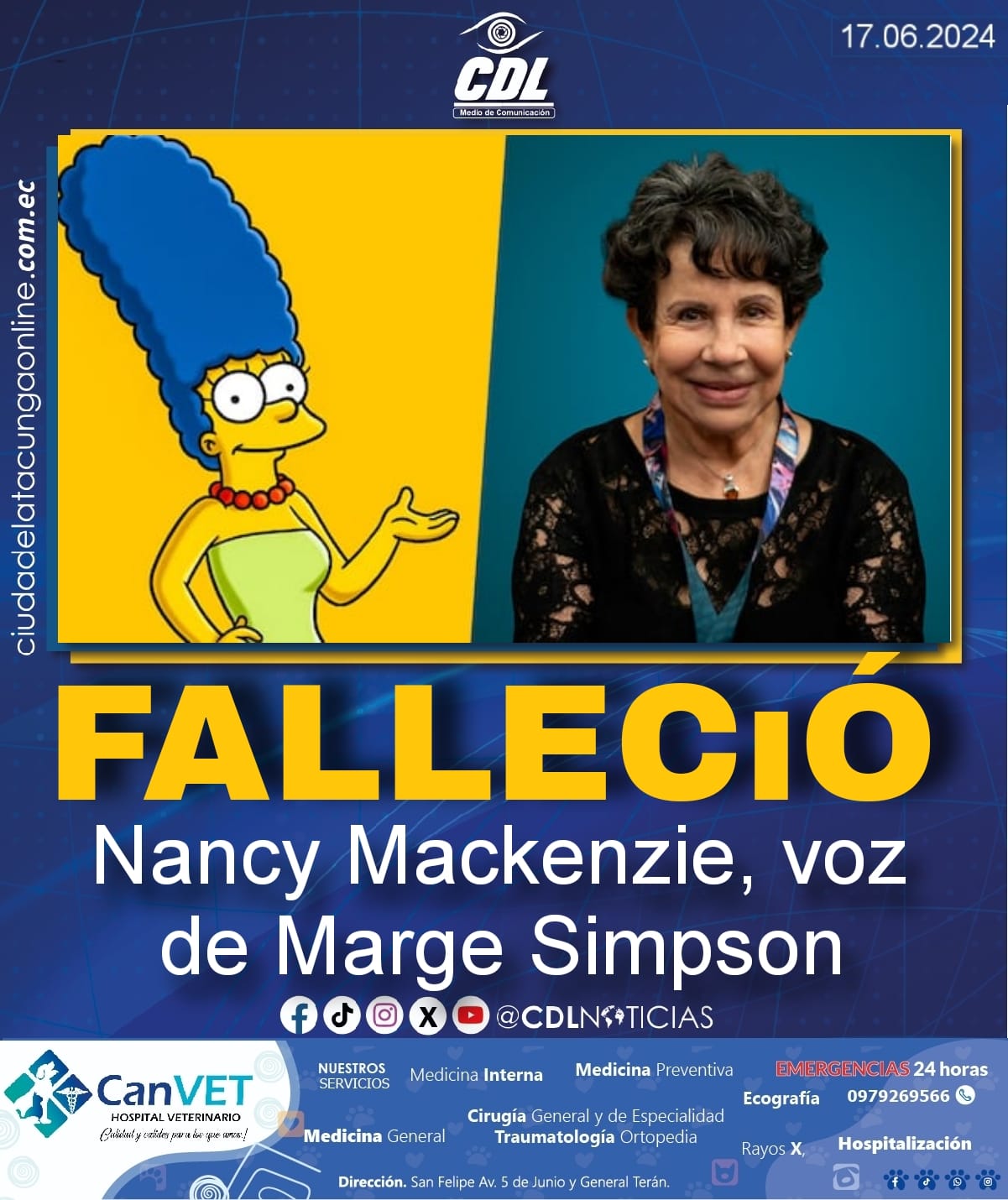 Falleció Nancy Mackenzie, voz de Marge Simpson