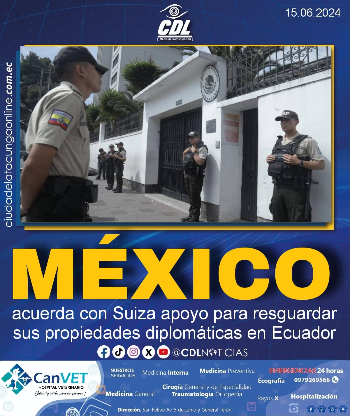 México acuerda con Suiza apoyo para resguardar sus propiedades diplomáticas en Ecuador