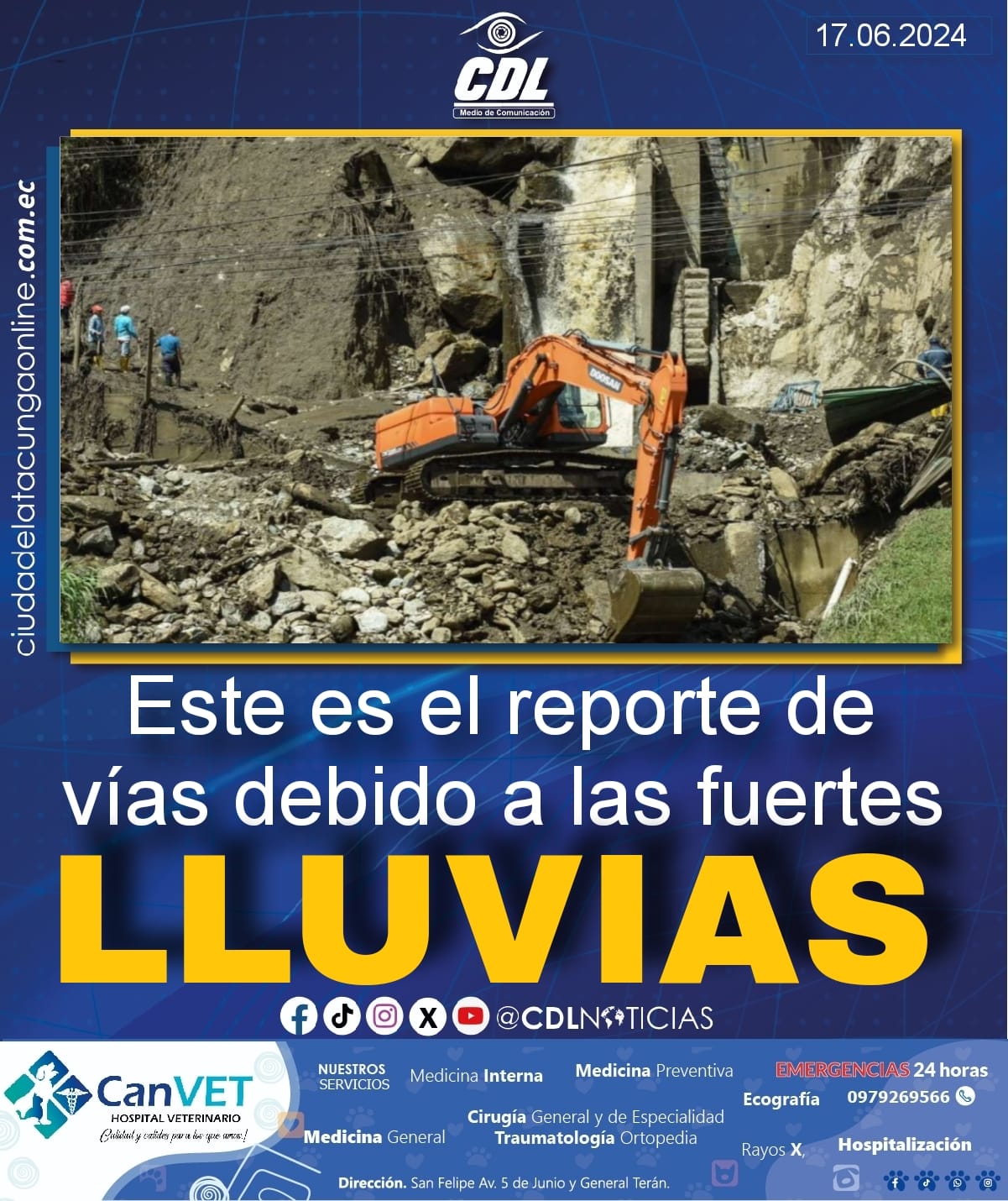 Este es el reporte de vías debido a las fuertes lluvias