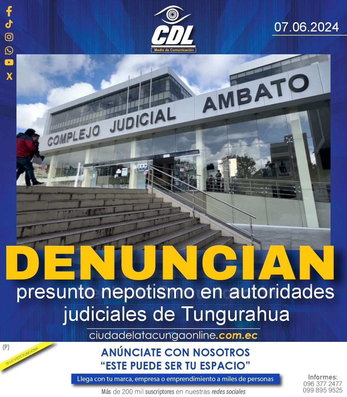 Denuncian presunto nepotismo en autoridades judiciales de Tungurahua