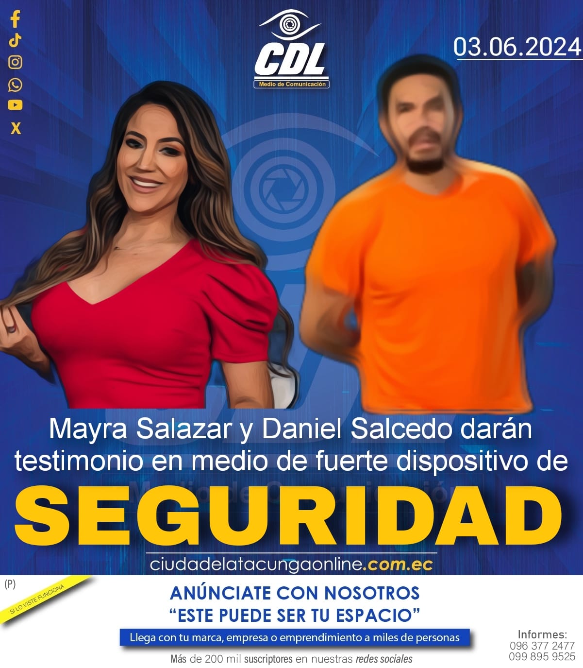 Mayra Salazar y Daniel Salcedo darán testimonio en medio de fuerte dispositivo de seguridad