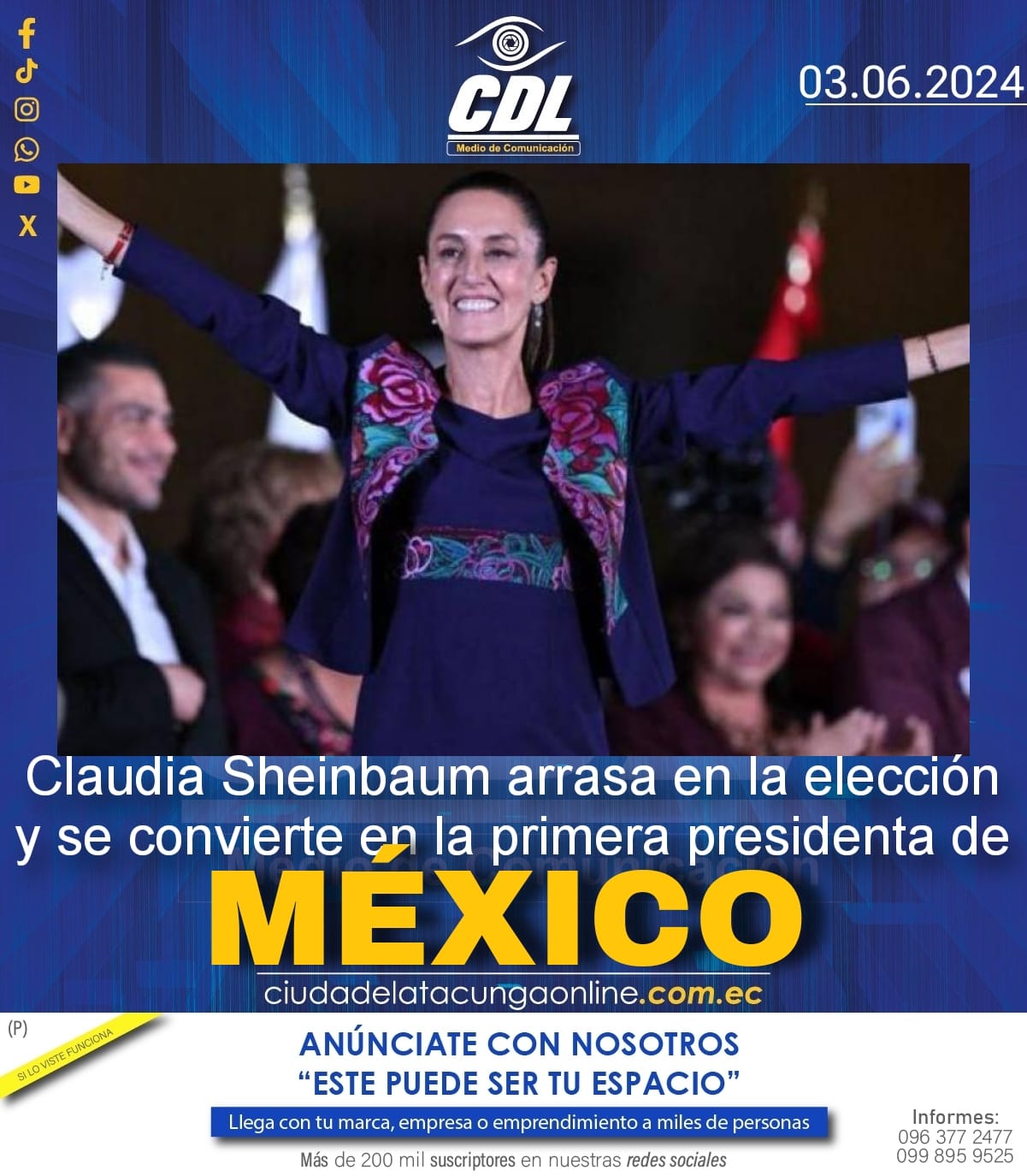 Claudia Sheinbaum arrasa en la elección y se convierte en la primera presidenta de México