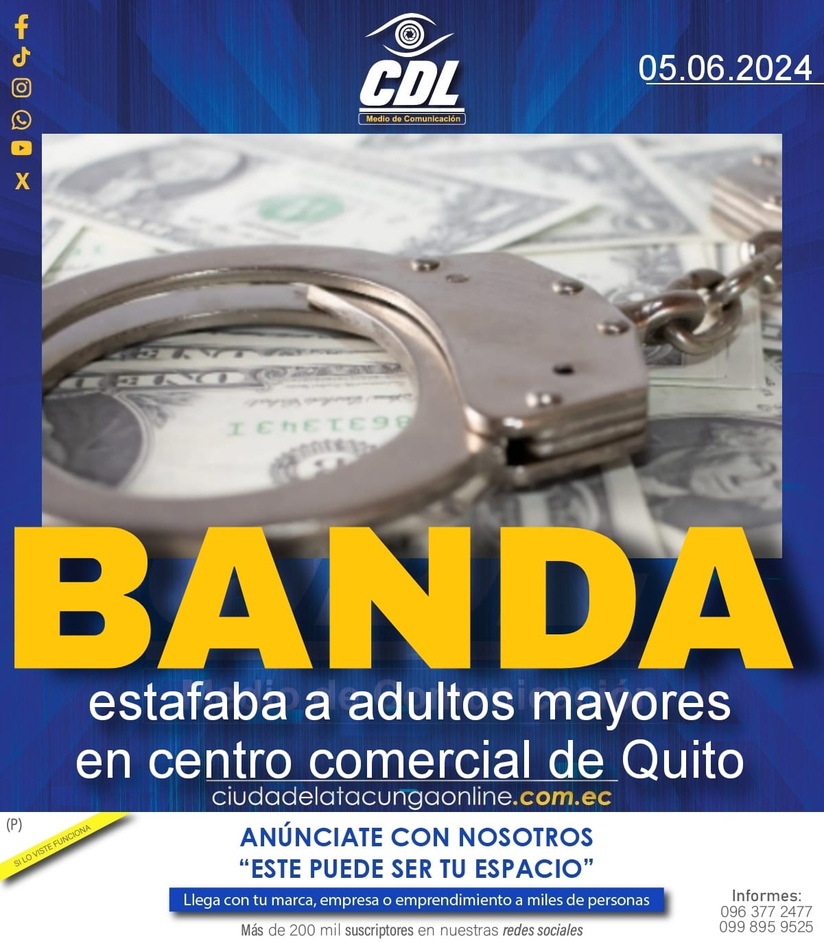 Banda estafaba a adultos mayores en centro comercial de Quito