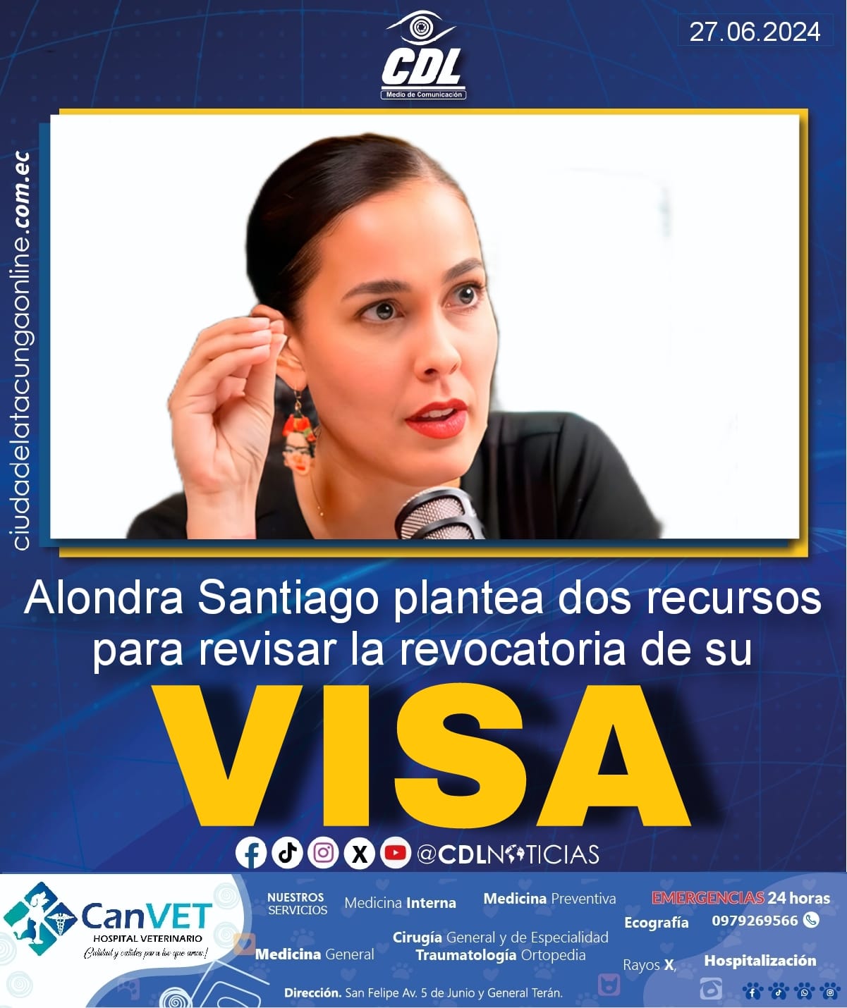 Alondra Santiago plantea dos recursos para revisar la revocatoria de su visa