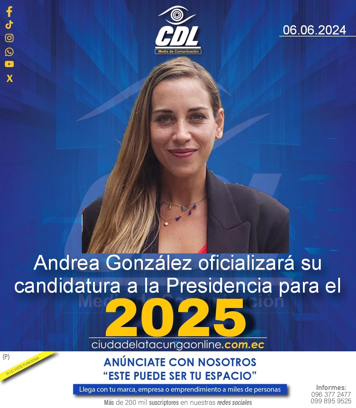 Andrea González oficializará su candidatura a la Presidencia para el 2025