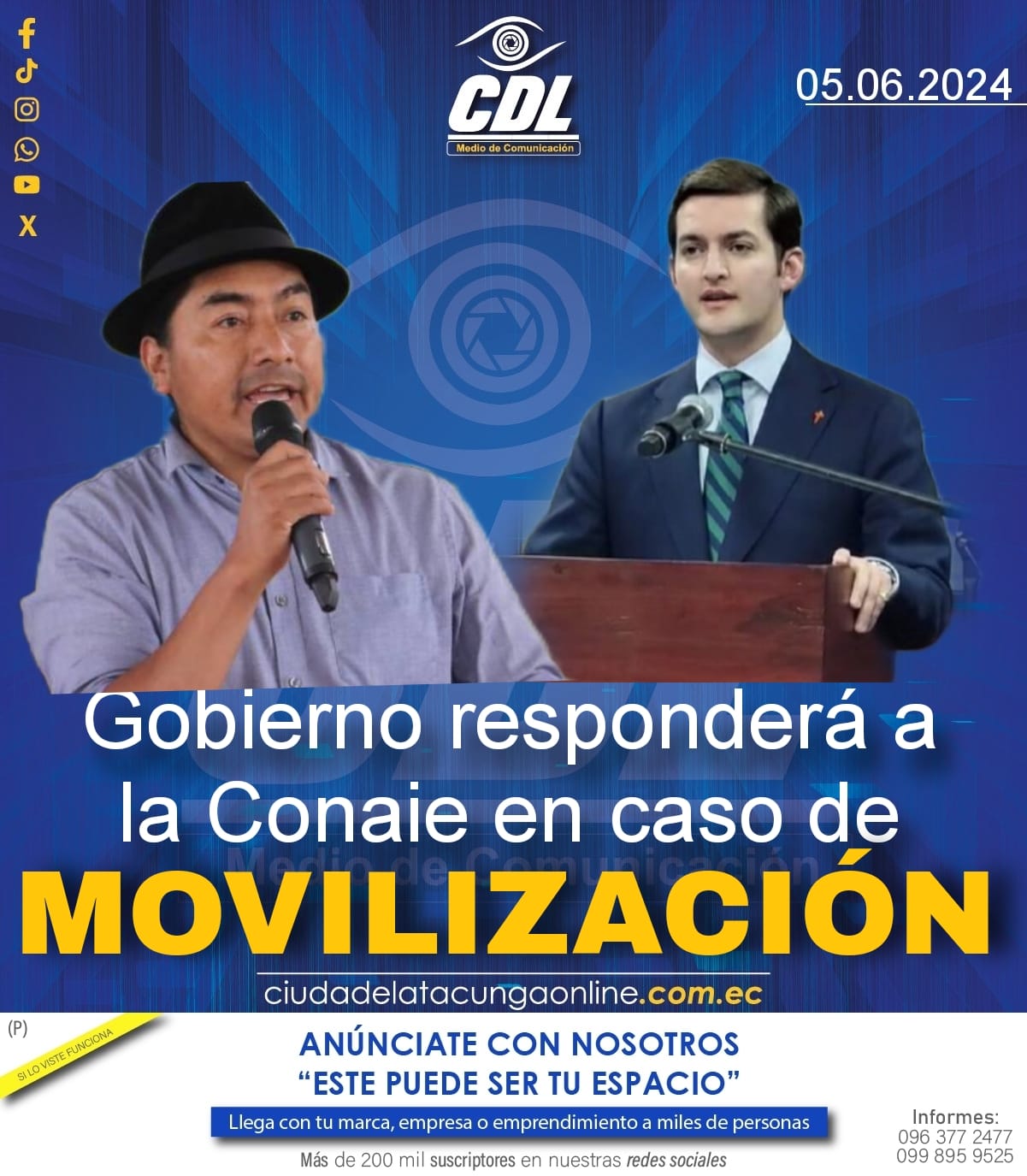 Gobierno responderá a la Conaie en caso de movilización
