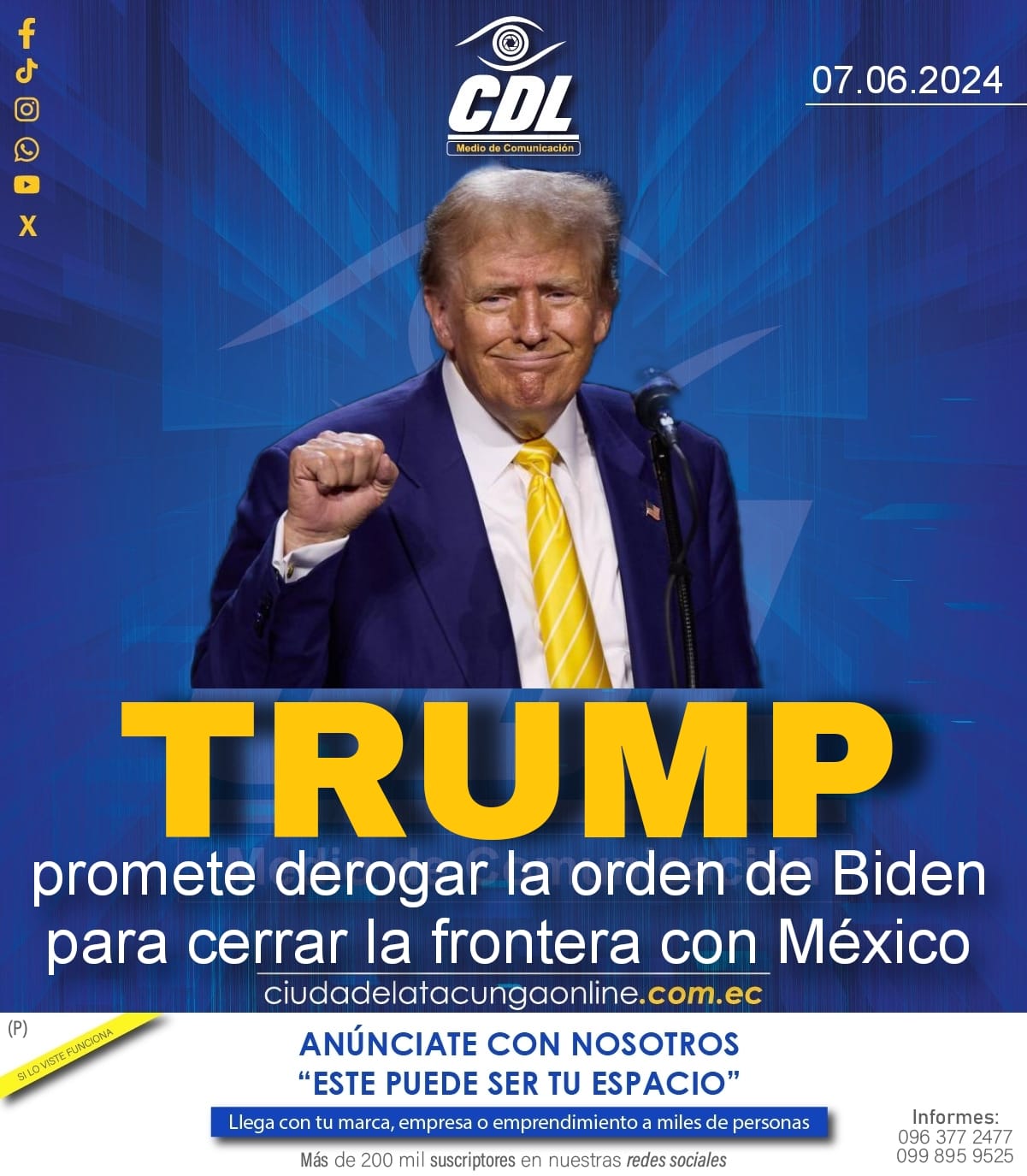 Trump promete derogar la orden de Biden para cerrar la frontera con México
