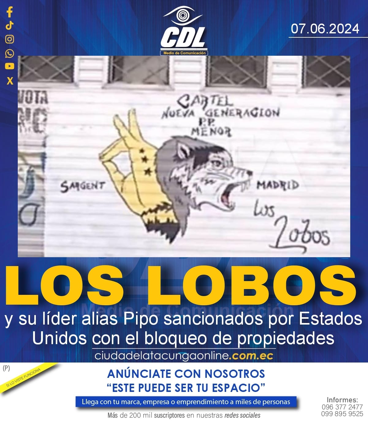 Los Lobos y su líder alias Pipo sancionados por Estados Unidos con el bloqueo de propiedades