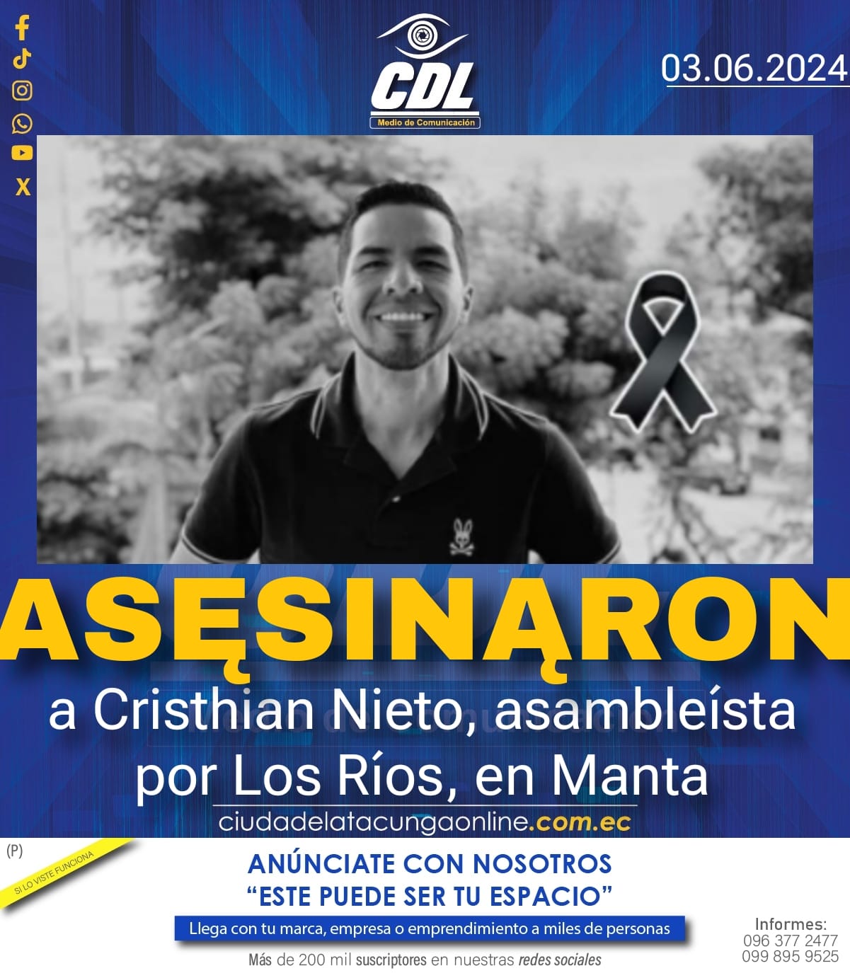 Asęsinąn a Cristhian Nieto, asambleísta por Los Ríos, en Manta
