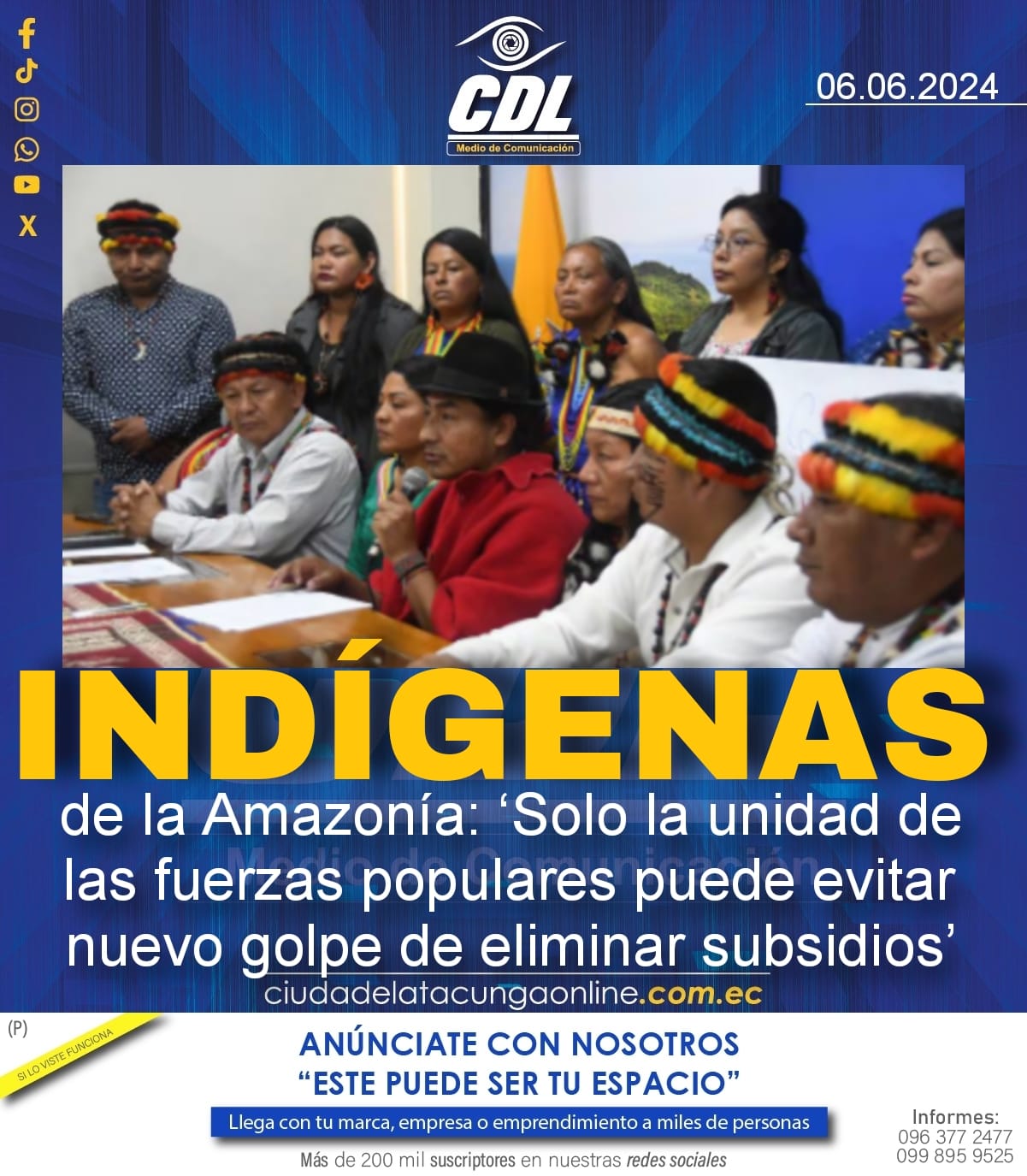 Indígenas de la Amazonía: ‘Solo la unidad de las fuerzas populares puede evitar nuevo golpe de eliminar subsidios’