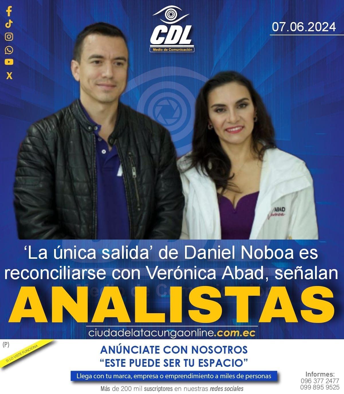 ‘La única salida’ de Daniel Noboa es reconciliarse con Verónica Abad, señalan analistas sobre respuesta del CNE a la Procuraduría