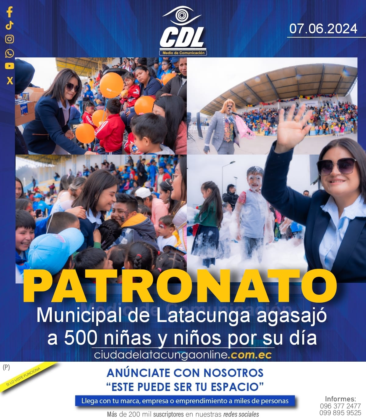 Patronato Municipal de Latacunga agasajó a 500 niñas y niños por su día