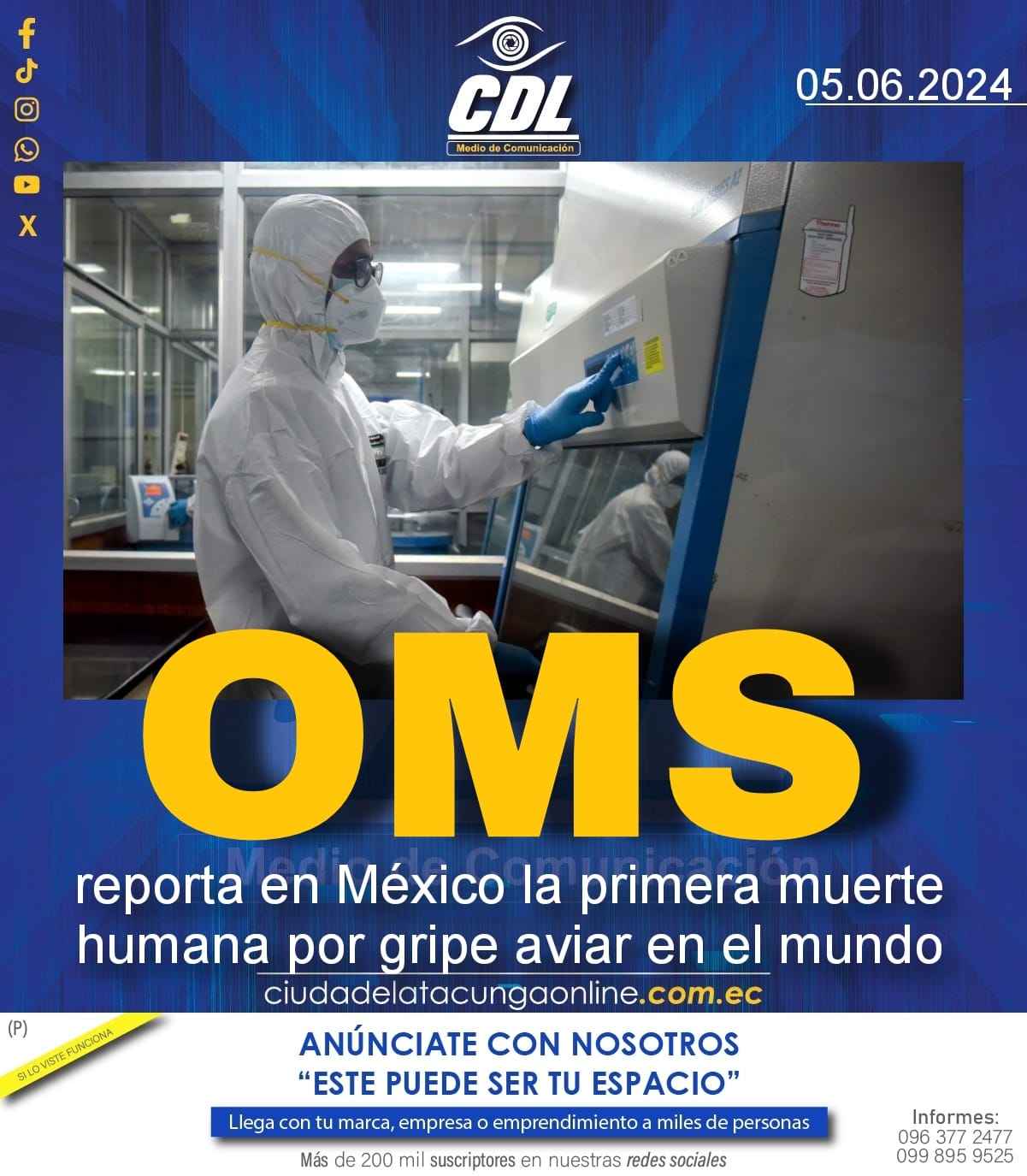 La OMS reporta en México la primera muerte humana por gripe aviar en el mundo