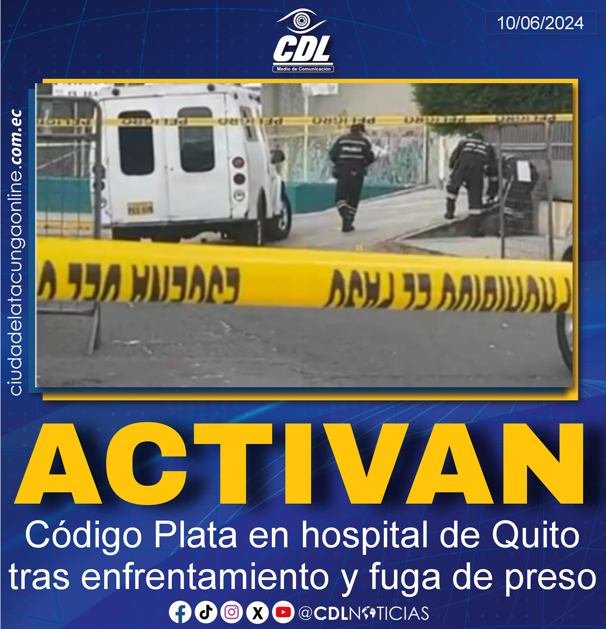 Activan Código Plata en hospital de Quito tras enfrentamiento y fuga de preso